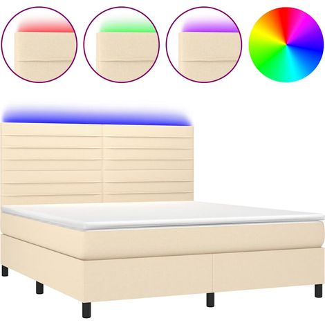 Maison Exclusive - Boxspringbett mit Matratze & LED Creme 180x200 (1/5)