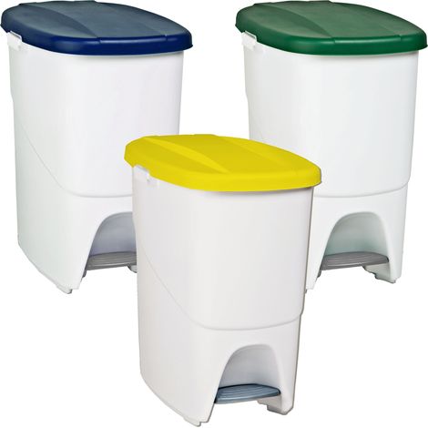 Denox Pack reciclaje Pedalbin Ecológico: 3 Contenedores de 25 litros en colores. Capacidad total 75 litros. (1/5)
