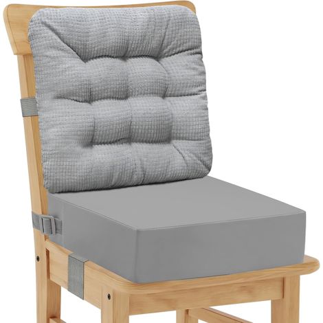 Rehausseur Chaise Enfant- 2Pcs Coussin épais pour siège de Chaise en Velours côtelé Coussin de Dossier en PU imperméable Facile à Nettoyer Siège d'appoint avec Fond antidérapant (1/5)