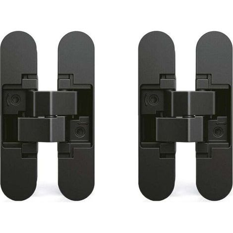 Charnière invisible pour portes, Lot de 2 charnières invisibles pour portes lourdes, charge de 40 kg, ouverture de 180º, zamak, noir (1/5)