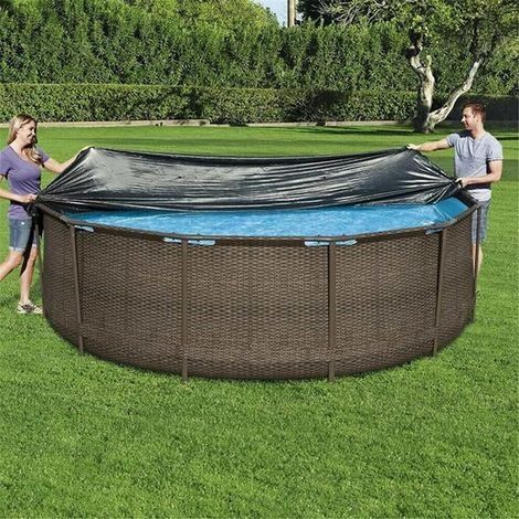 305 cm Poolabdeckung, runde PVC-Poolabdeckung mit Stützfunktion, UV- und staubbeständig (1/4)