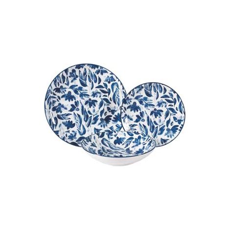 SERVIZIO DI PIATTI ACQUERELLO BLU IN PORCELLANA- - servizio contenente 18 piatti - 1 confezione XTRA