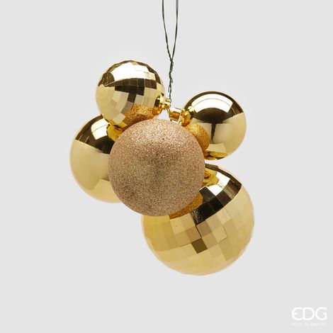 EDG Enzo De Gasperi Addobbo di Natale Grappolo MirrorMix 5 Pz Gold