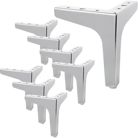 Verstellbare Schrankbeine, 8er-Pack, 15 cm (6 Zoll) Metall, silberfarben, dreieckige Tischbeine, moderne Schrankbeine (15 cm, silber)