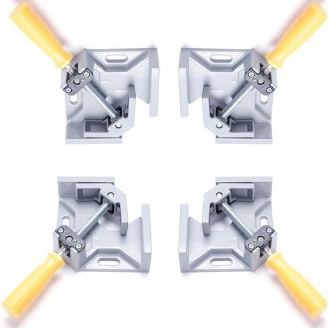 90 Degree Right Angle Clamp, 4-Piece Woodworking Corner Clamp Set, Aluminum Alloy Clamp with One Handle, Picture Framing Tools, Woodworking Clamps for DIY Woodworking MUMU (1/4)