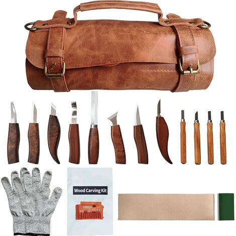 ensemble d'outils de sculpture sur matériau naturel de 16 pièces, ensemble d'épluchage, outils d'épluchage, du matériau naturel en acier (1/5)