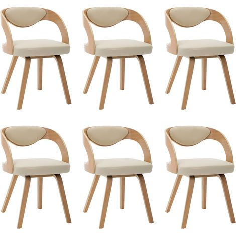 Maison Exclusive - Esszimmerstühle 6 Stk. Creme Bugholz und Kunst