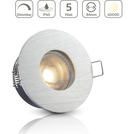 Einbauspot IP65 rund - Farbe: Alu-gebürstet - LED Leuchtmittel: GU10 5W neutralweiß dimmbar (1/4)