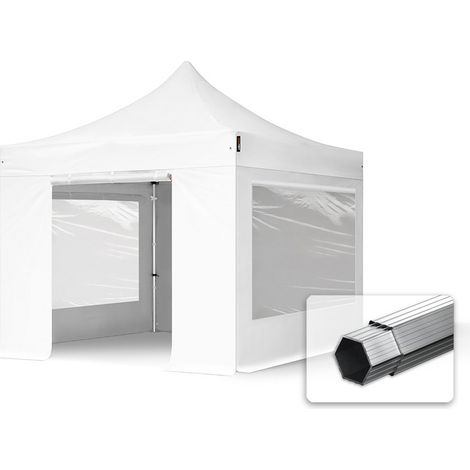 3x3 m Faltpavillon PROFESSIONAL Alu 40mm, Seitenteile mit Panoramafenstern, weiß (1/5)