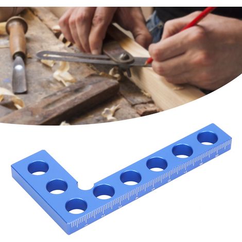 Équerre de positionnement à 90 degrés, règle d'angle droit, outils de menuiserie, règle métrique 0-100 mm, bleue (1/5)