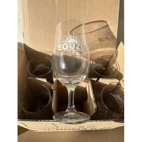 Lot de 6 verres à bière basque Eguski - 25 cl - Neufs