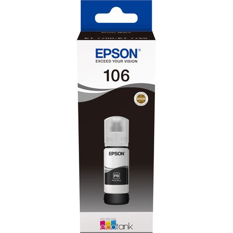 Bouteille de recharge d'encre Epson EcoTank 106 (C13T00R140), noir photo (1/3)