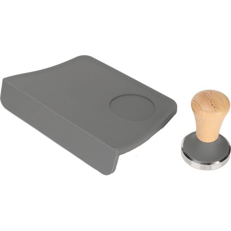 Lot de 2 tapis de tassage à café en silicone intégré, angle à 90°, avec tasseur intégré, gris, diamètre 51 mm (1/5)