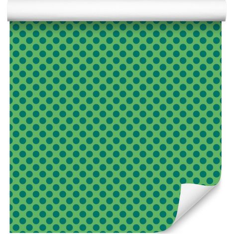 Papier peint à pois verts, fond vert pour salon et chambre 50x1000 cm (1/5)