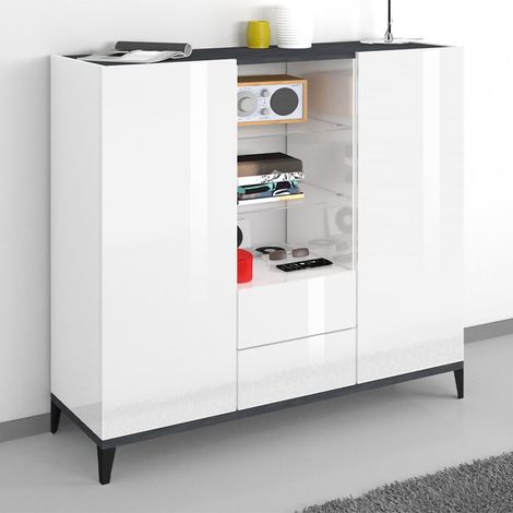 Armario NEW CORO, 220 x 86 x 45 cm, blanco brillante. (1/5)
