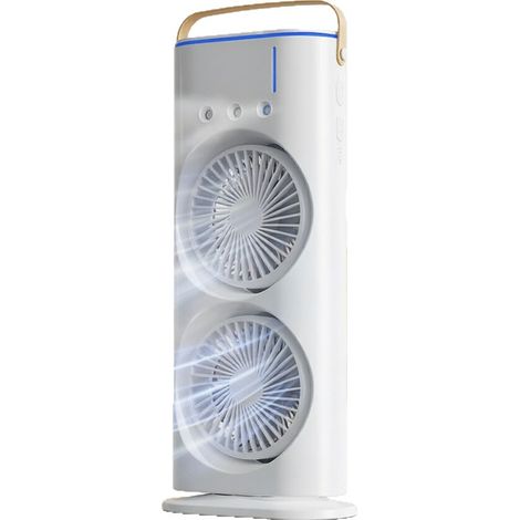 Mini aire acondicionado portátil, enfriador de aire de 600 ml, aire acondicionado portátil 4 en 1, 3 velocidades, 3 modos de niebla, ventilador humidificador USB (1/5)