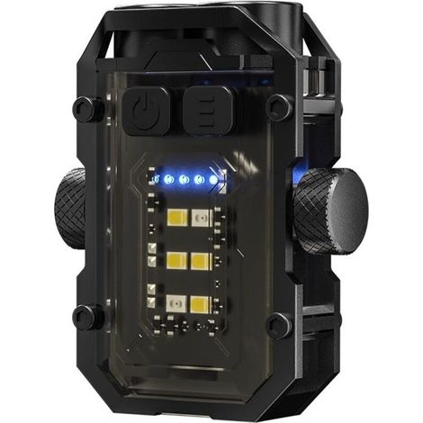 Mini lampe de poche EDC avec flash Rouge et bleu, petite lampe de poche pivotante du bout des doigts LED super lumineuse, USB C rechargeable porte - clés lampe de poche portable (noir) [Classe énergét (1/5)