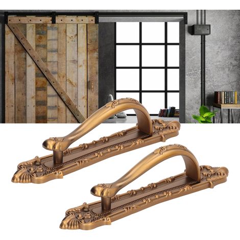2 jeux de poignées de porte de grange américaines robustes à vendre, poignées de porte en bois, poignées de porte intérieure, poignées de porte d'entrée, grandes poignées en bronze antique à montage e (1/5)
