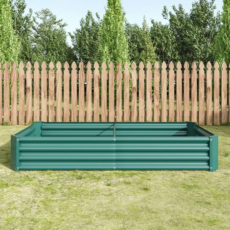 Bac à plantes surélevé en acier galvanisé 180x91x30 cm pour jardin, potager sans fond, idéal pour légumes, herbes et fleurs (1/5)