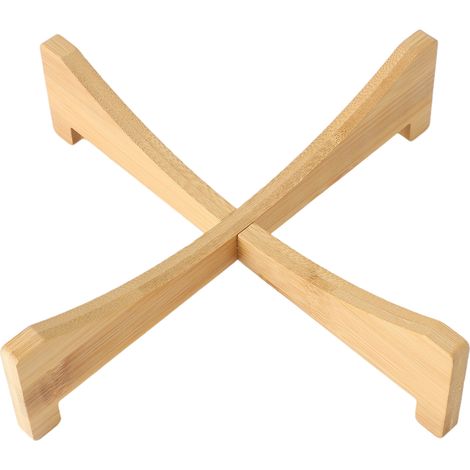 Support pour plantes en bambou, pot de fleurs, plateau en forme de croix, multifonctionnel, pour animaux de compagnie, maison et cuisine, 25 x 6 cm (1/5)