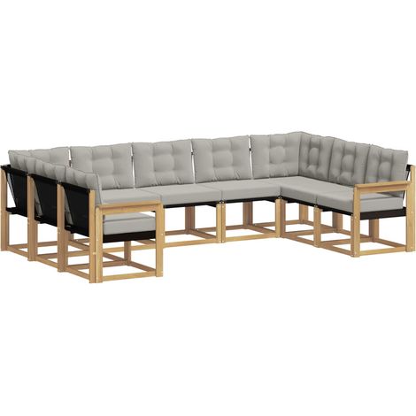 Set di divani da esterno 9 pcs Bianco e Grigio Chiaro vidaXL