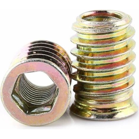Dailygoods, Tuercas M8-20 piezas, Tuercas de inserción, Acero al carbono galvanizado, Para muebles de madera (1/5)