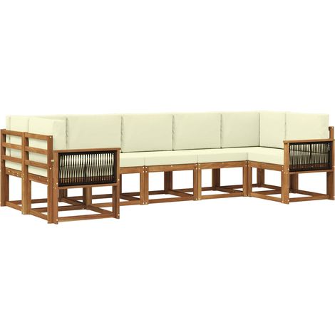 Outdoor-Sofagarnitur 7 stk. Natur und Creme vidaXL (1/5)