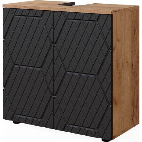Meuble sous vasque simple Irma, Anthracite avec structure en nid d'abeille, 60x59cm, Vicco