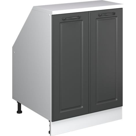 Mobile sottotetto Rion, Antracite rustico, 60 x 81.6 cm con 2 porte, carcassa 60 cm profondità, Vicco (1/5)