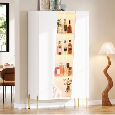 Vitrine en verre éclairée LED 72x40x145 cm MDF blanc rangement décoratif salon - CHICFURN (1/5)