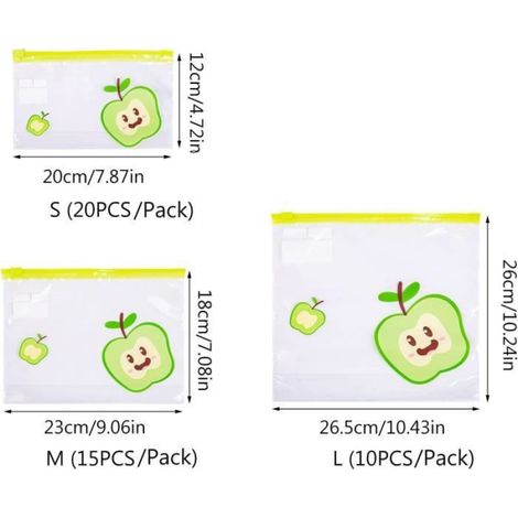 Sac De Rangement À Fermeture Éclair - Polyéthylène Qualité Alimentaire - Transparent Et Étanche - Pour Réfrigérateur Congélateur - Lot De 12 (1/4)