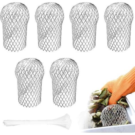 6Pcs Crapaudine de Gouttière Grille, Aluminium Filtre Gouttiere Anti Feuilles pour Tuyaux de Toit Pluvial pour Filtrer les Feuilles Branches (1/5)