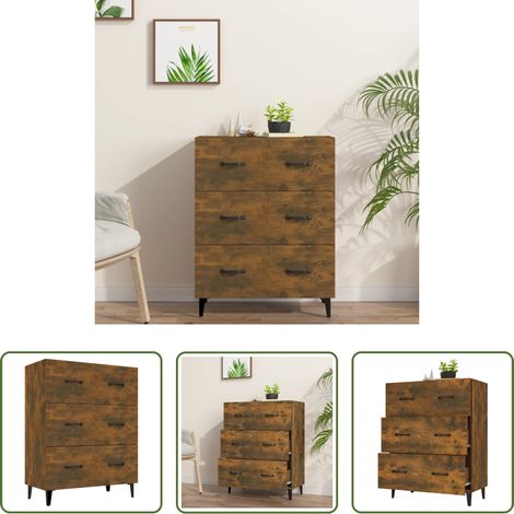 vidaXL Stauraum - Sideboard Räuchereiche 69,5x34x90 cm Holzwerkstoff (1/5)