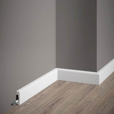 PROVISTON Sockelleiste Kunststoff Polystyrol 15 x 49 x 2000 mm Weiß Fußleiste mit Kabelkanal Bodenleiste (1/5)