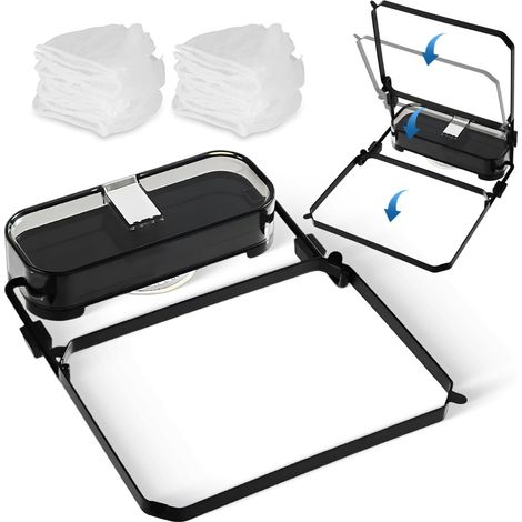 Passoire pliable pour évier en fer - Passoire amovible et adsorbable pour évier de cuisine - Avec 50 sacs filtrants pour filtrer les légumes, les fruits et les déchets de cuisine (Gris Noir) (1/5)
