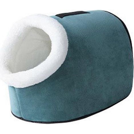 Niche pour animaux de compagnie semi-fermée à ouverture oblique, lit portable pour chat/chaton, lit d'hiver chaud pour chats et chiens, bleu (1/2)
