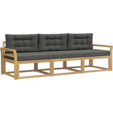 Set di divani da esterno 3 pz Salotto da Giardino Bianco e Antracite Poliestere (1/5)