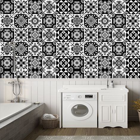 Lot de 10 autocollants pour carrelage 3D style vintage 15x15 cm pour cuisine et salle de bain (1/5)