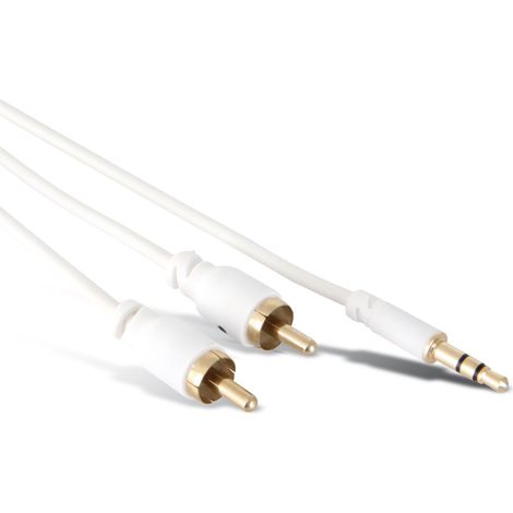 Câble adaptateur audio S-IMPULS, Jack/RCA, 1,5 m, blanc