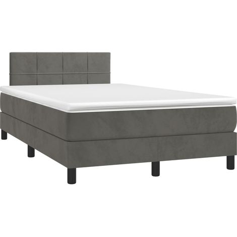 Maison Exclusive - Giroletto a Molle con Materasso Grigio Scuro 120x190 cm Velluto (1/5)