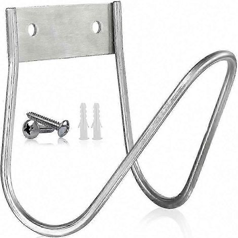 Support mural robuste pour tuyau d'arrosage, rangement de rallonges et flexibles de compresseur, fixation acier résistant, usage extérieur. (1/5)