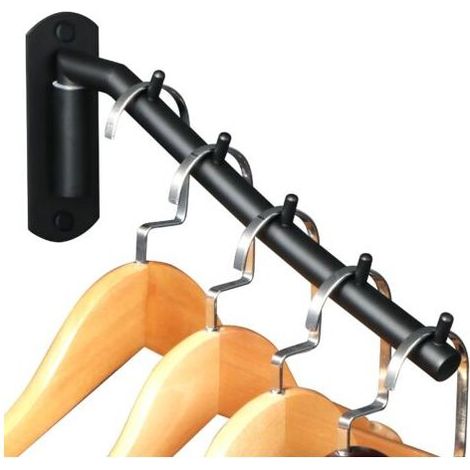 Wandhaken mit 5 Haken, 180° drehbar, Edelstahl, 27 cm lang, robust und langlebig, vielseitig einsetzbar, schwarz (1/5)