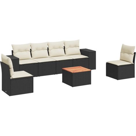 Maison Exclusive - Set de comedor de jardín 7 pzas y cojines ratá (1/3)