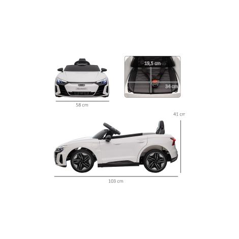 Voiture électrique enfant blanche Audi RS e-tron GT avec ceinture, télécommande, phares et musique pour jardin et cour (1/5)