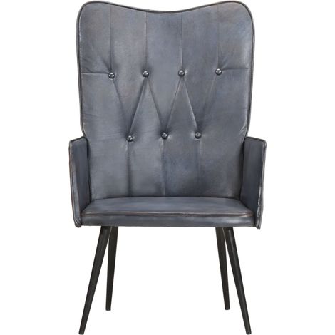 Chaise à oreilles Gris Cuir véritable (1/5)