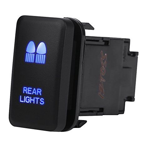 Interrupteur à bascule de Voiture, 12V Commutateur à LED Bleu Contacteur de Commande ON/OFF 38.75 x 20.8mm avec Câble 200MM pour voiture(REAR LIGHTS) (1/5)