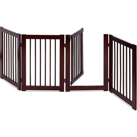 Goplus – Barrière de sécurité pliable pour animaux – Panneaux tournables 360° – Hauteur 76cm – Matériaux en pin solide – Porte avec verrouillage