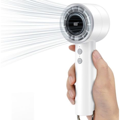 Mini ventilatore portatile USB con display a LED - 3000 mAh - Ventilatore portatile per ufficio, biblioteca, viaggi - Bianco -Crezuo