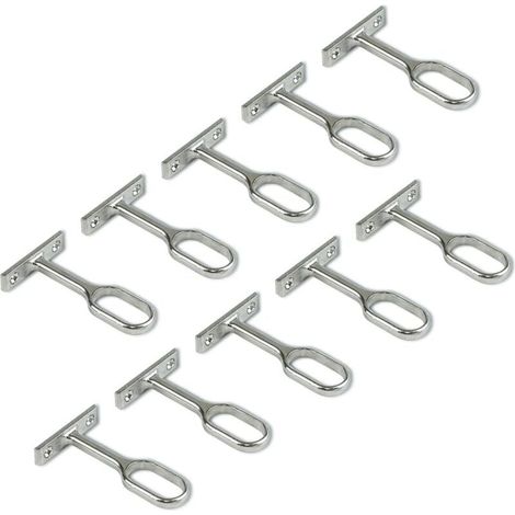 Soporte central para barra de armario ovalada, niquelado, paquete de 10 (1/4)