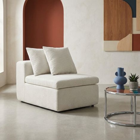 Fauteuil pour canapé modulable tissu chenille 1 place blanc - Movi (1/5)